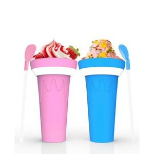 Slushie Maker 2 Cup Double Layer Silicone Slush Cup with Straw and Spoon